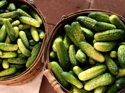 Pickles in two wooden bucket